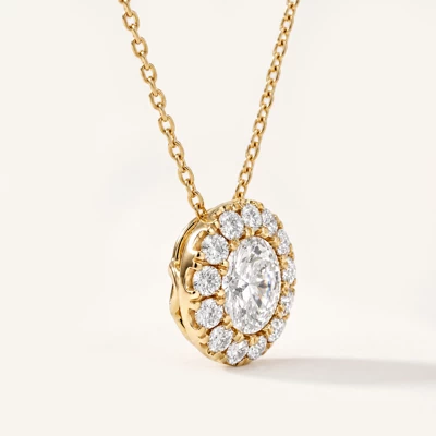 Round Lab Diamond Halo Necklace